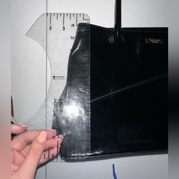 Kate Spade Black Patent Leather Tote bag Shoulder Bag office contemporary - Picture 16 of 16